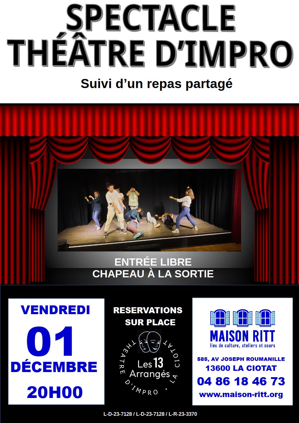 Théâtre - Spectacle théatre d'impro - 01 décembre 2023 à 20h